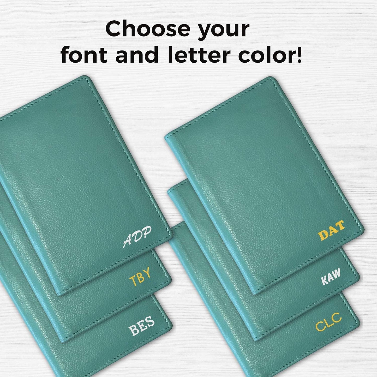 Personalized Monogrammed Turquoise Leather RFID Passport Wallet