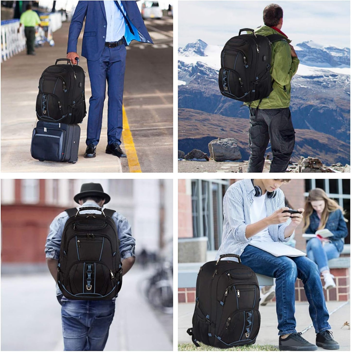 Laptop Backpack, Blue, 55L Capacity, TSA Approved, Multipurpose, Convenient USB Port, Comfortable Back Design, Durable Polyester Fabric