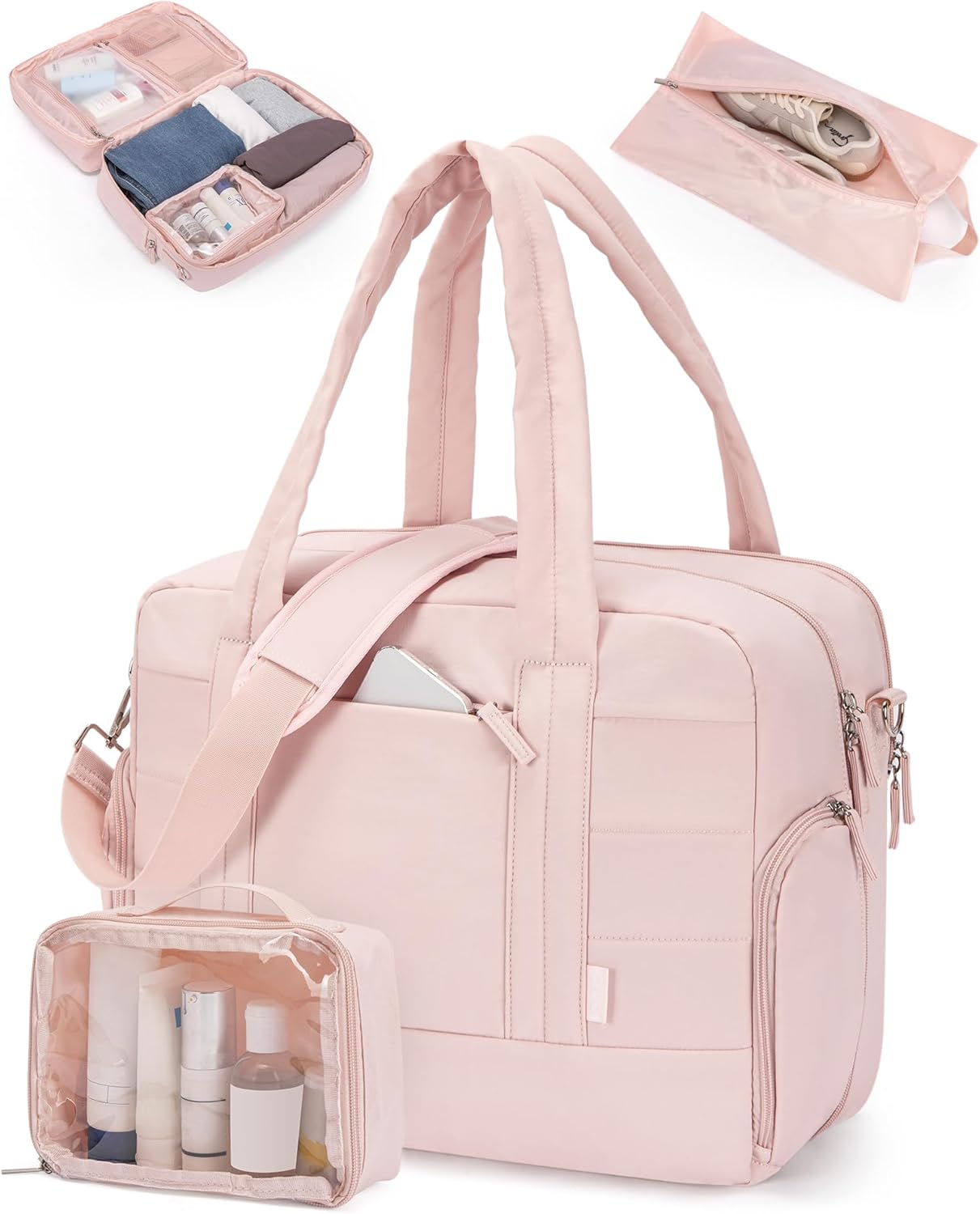 CLUCI Duffle Bag for Business Travel, Weekender Puffer Carry On With Shoe Compartment, Overnight Women's Bag With Laptop Storage