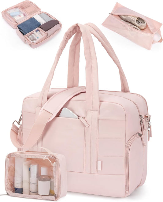 CLUCI Duffle Bag for Business Travel, Weekender Puffer Carry On With Shoe Compartment, Overnight Women's Bag With Laptop Storage