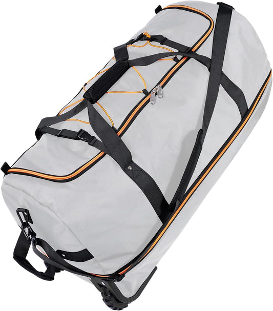 110L Expandable to 140L 32” Foldable Oxford Soft-Sided Rolling Duffle Bag with 2 Heavy-Duty Wheels,3 Large Compartments,Adjustable Shoulder Strap and Attached Organizer Pouch,Grey