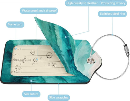 Fun Luggage Tags for Suitcases Leather Name Tag for Luggage Cute Travel Baggage Tags for Carnival Cruise Ships with Funny Patter 2pcs (Mountain)