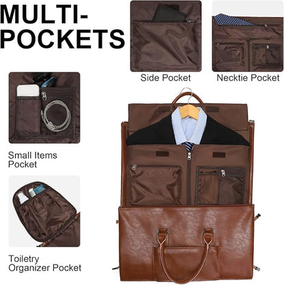 Leather Garment Bag for Travel, Modoker Carry On Suit Carrier Travel Bag - Image 3