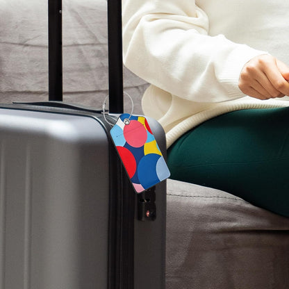 Fun Luggage Tags for Suitcases Leather Name Tag for Luggage Cute Travel Baggage Tags for Carnival Cruise Ships with Funny Patter 2pcs (Geometric Circle)