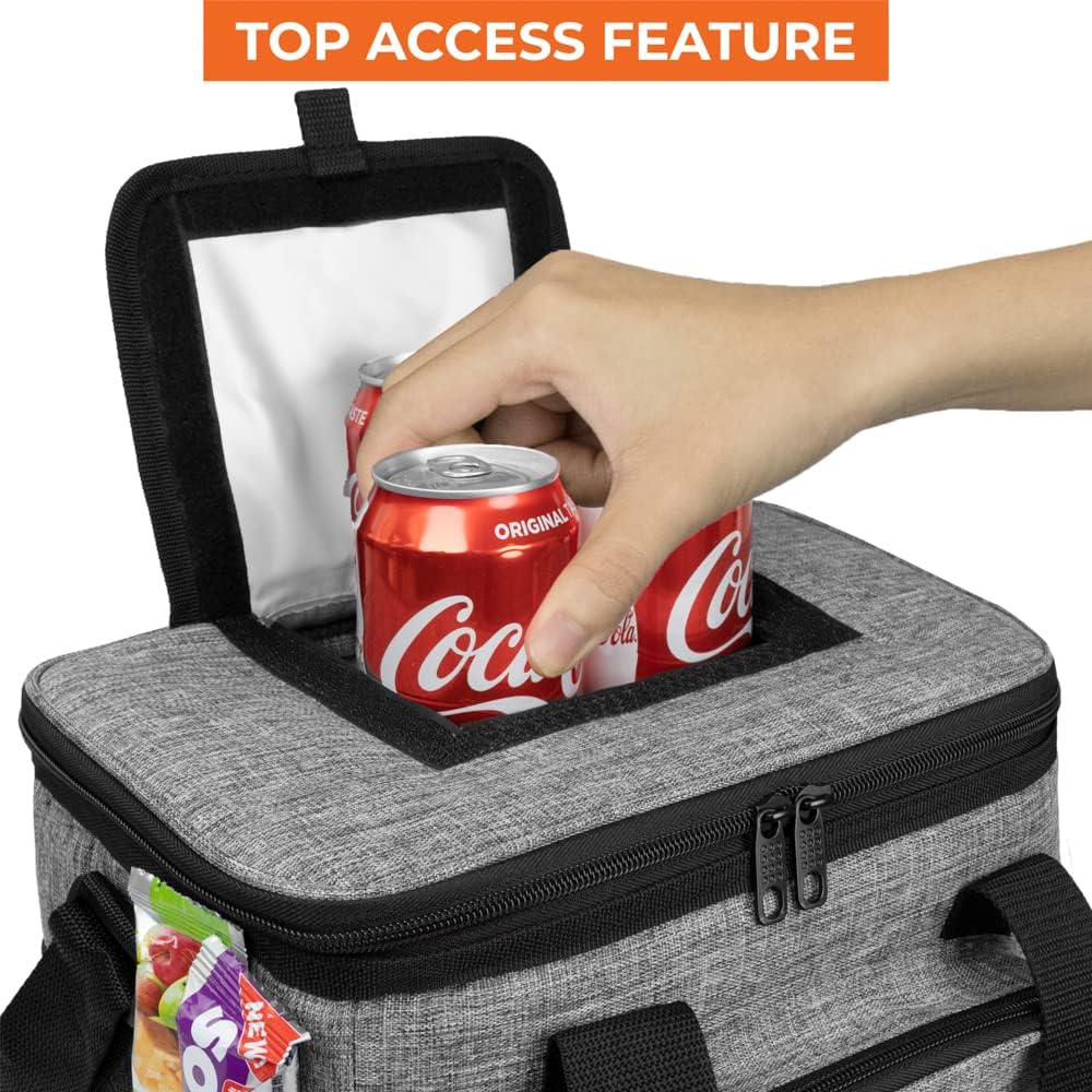 OPUX Soft Cooler Bag, Insulated Collapsible Lunch Cooler Bag for Men Work Camping Beach Travel, Portable Soft Sided Leakproof Waterproof Large Lunch Bag Box with Shoulder Strap 18 Cans, Heather Gray