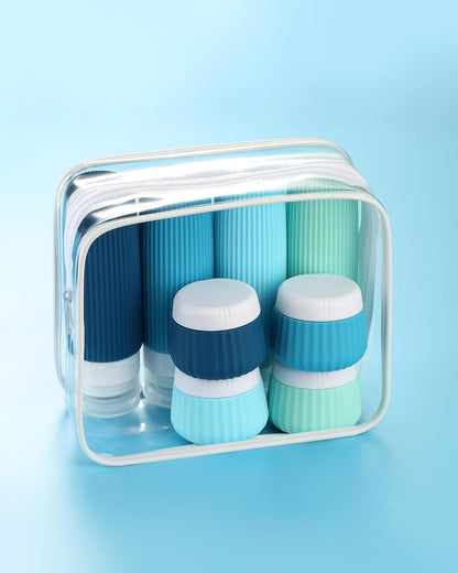 Travel Bottles for Toiletries 8 Pack, Tsa Approved Travel Size Toiletries 3 oz, Containers for Toiletries, with Clear Bag, Leak Proof Silicone Squeezable Essentials Creams Jars