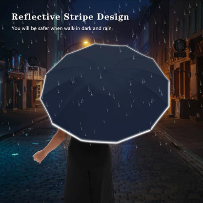 Large Double-Ribs Umbrella Automatic Folding Umbrella for Women Men, Travel, UPF 50+ UV Protection