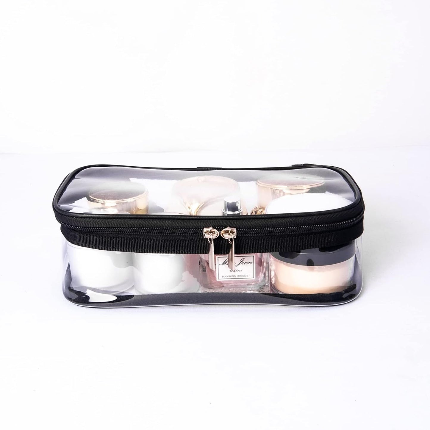 Portable Zippered Transparent Vinyl Travel Cosmetic Bag Clear PVC Makeup Kits Organizer Utility Pouch See Through Plastic TSA Approved Toiletry Carry Pouch