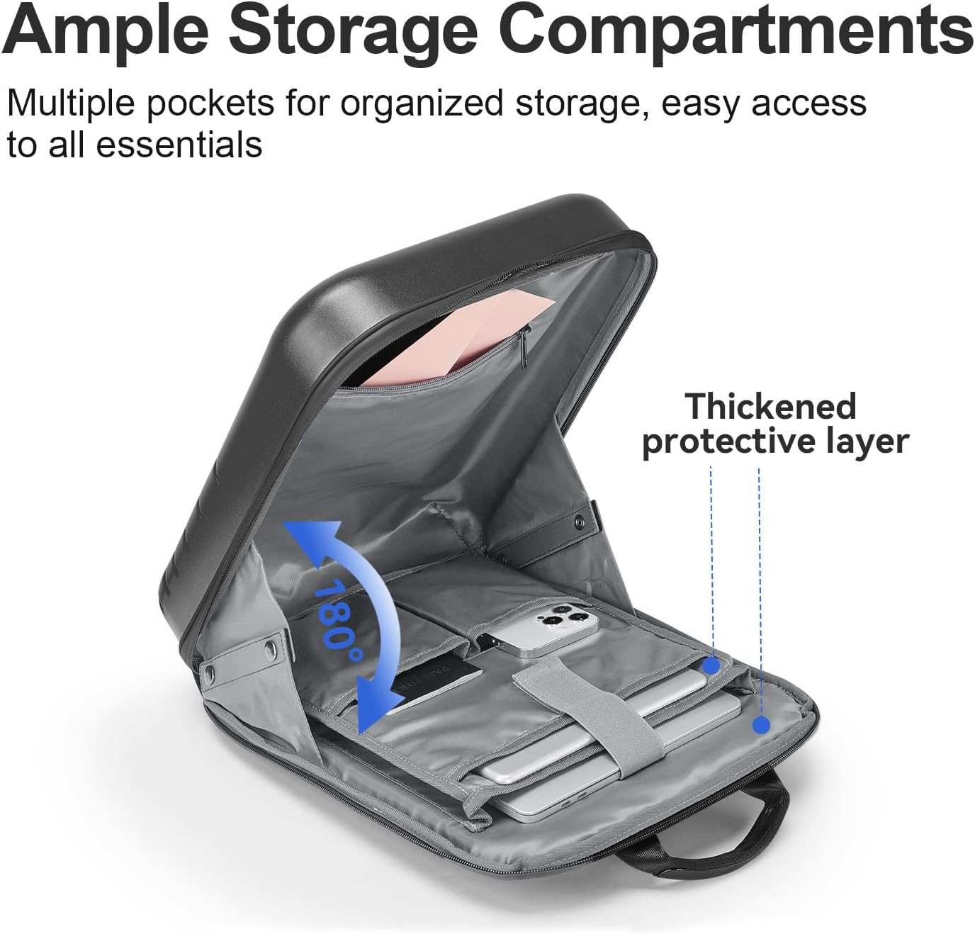 SOKOK Carry On Travel Backpack Waterproof Business Backpack with Laptop Compartment, Slim Hardshell Computer Backpack for Men and Women, Graphite