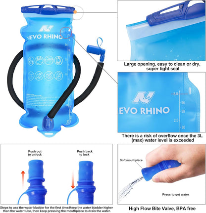 N NEVO RHINO Hydration Backpack, 18L Multipurpose Hiking Backpack with 3L Water Bladder, Water Backpack Insulated Hydration Pack Ideal for Hiking and Cycling
