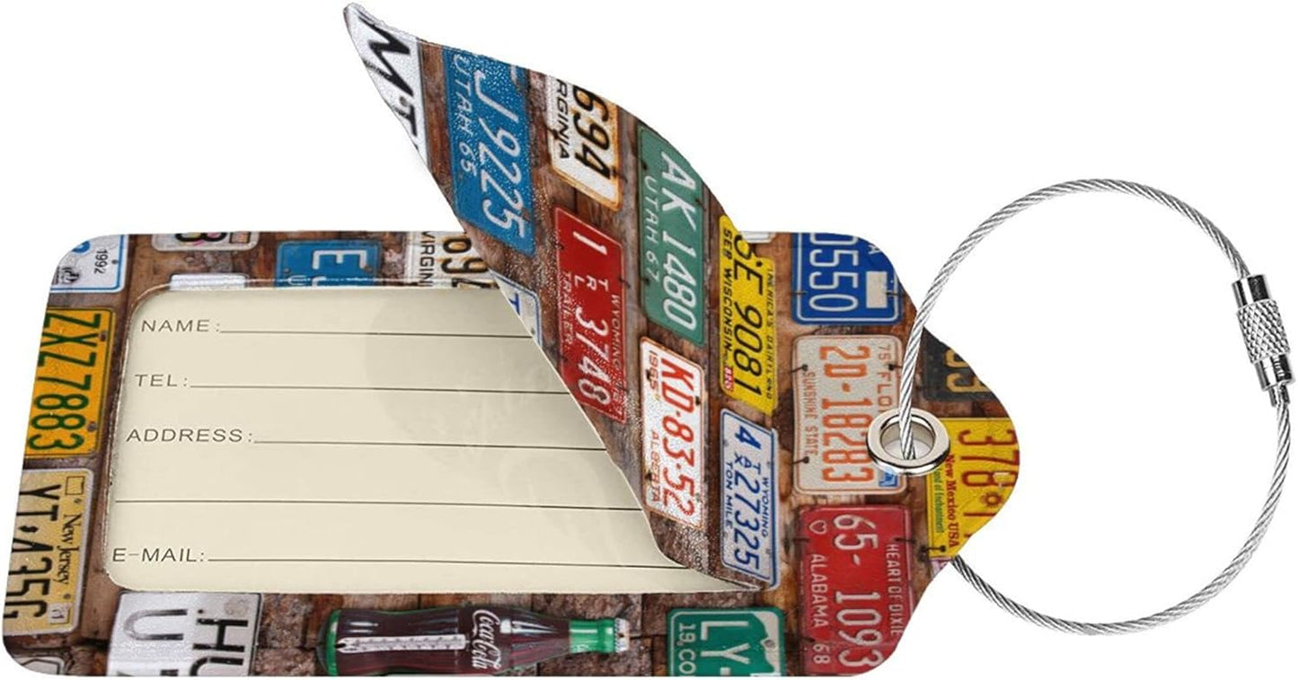 2 Pack Luggage Tags for Suitcases Women Men Kids, License Plates Bag Tags for Leather Luggage with Waterproof Suitcase Tags Privacy Cover Name ID Label Steel Loop for Travel Bag Suitcase