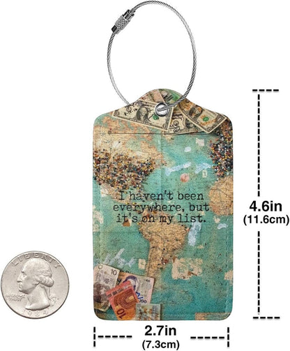 2 Pack Travel Luggage Tags for Suitcases Women Men Kids, Bag Tags for Leather Luggage with Waterproof Suitcase Tags Privacy Cover Name ID Label Steel Loop for Travel Bag Suitcase