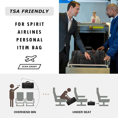 Felipe Varela Duffle Bag for Men, Canvas Expandable Duffel Bag for Travel, Mens Carry On Luggage Bags Traveling Weekender Gym Overnight Duffel Bags for Airplanes, Black