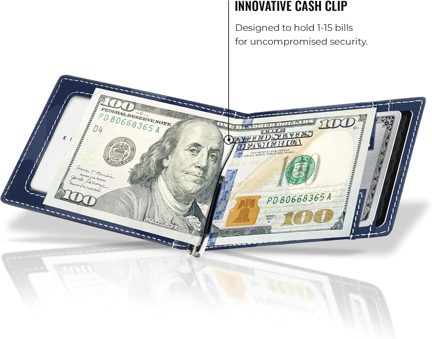 Kings Loot Money Clip Slim Minimalist Wallet for Men | RFID Blocking Leather Design with Money Clip | Front Pocket Bifold Holds 12 Cards | Stylish & Compact Wallets (Camo Blue)