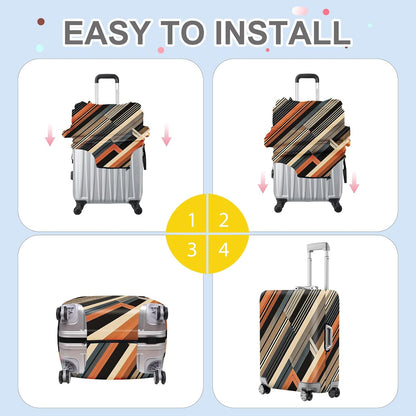 ANNA QUEEN Modern Geometric Luggage Cover, Abstract Striped Suitcase Protector for 32-34 Inch, Durable, Stretchable Travel Cover, Stylish & Washable Luggage Sleeve