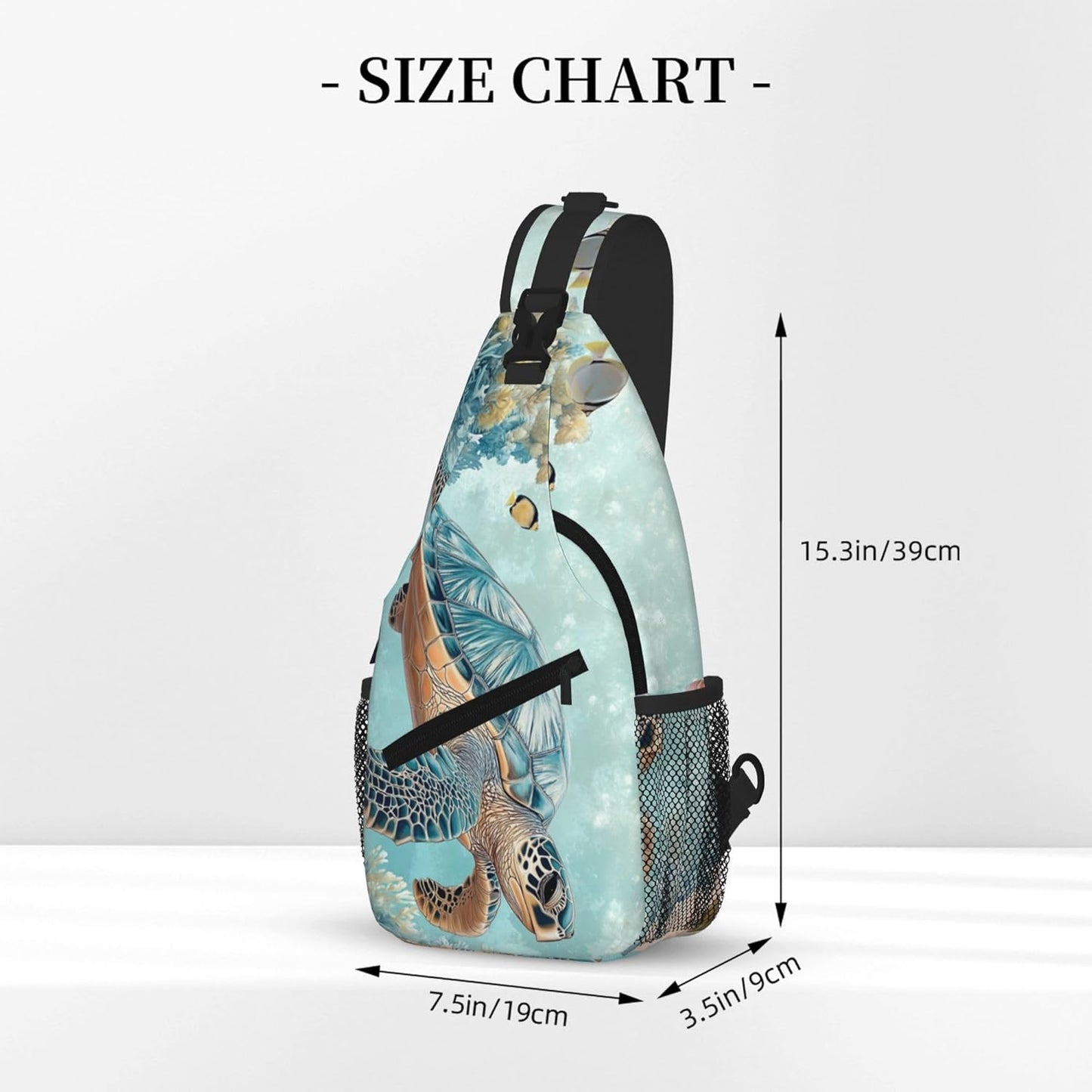 SUPLUCHOM Sling Bag Turtle Sea Coral Ocean Hiking Daypack Crossbody Shoulder Backpack Travel Chest Pack for Men Women