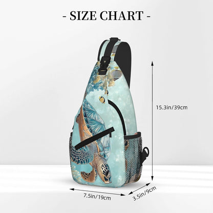 SUPLUCHOM Sling Bag Turtle Sea Coral Ocean Hiking Daypack Crossbody Shoulder Backpack Travel Chest Pack for Men Women