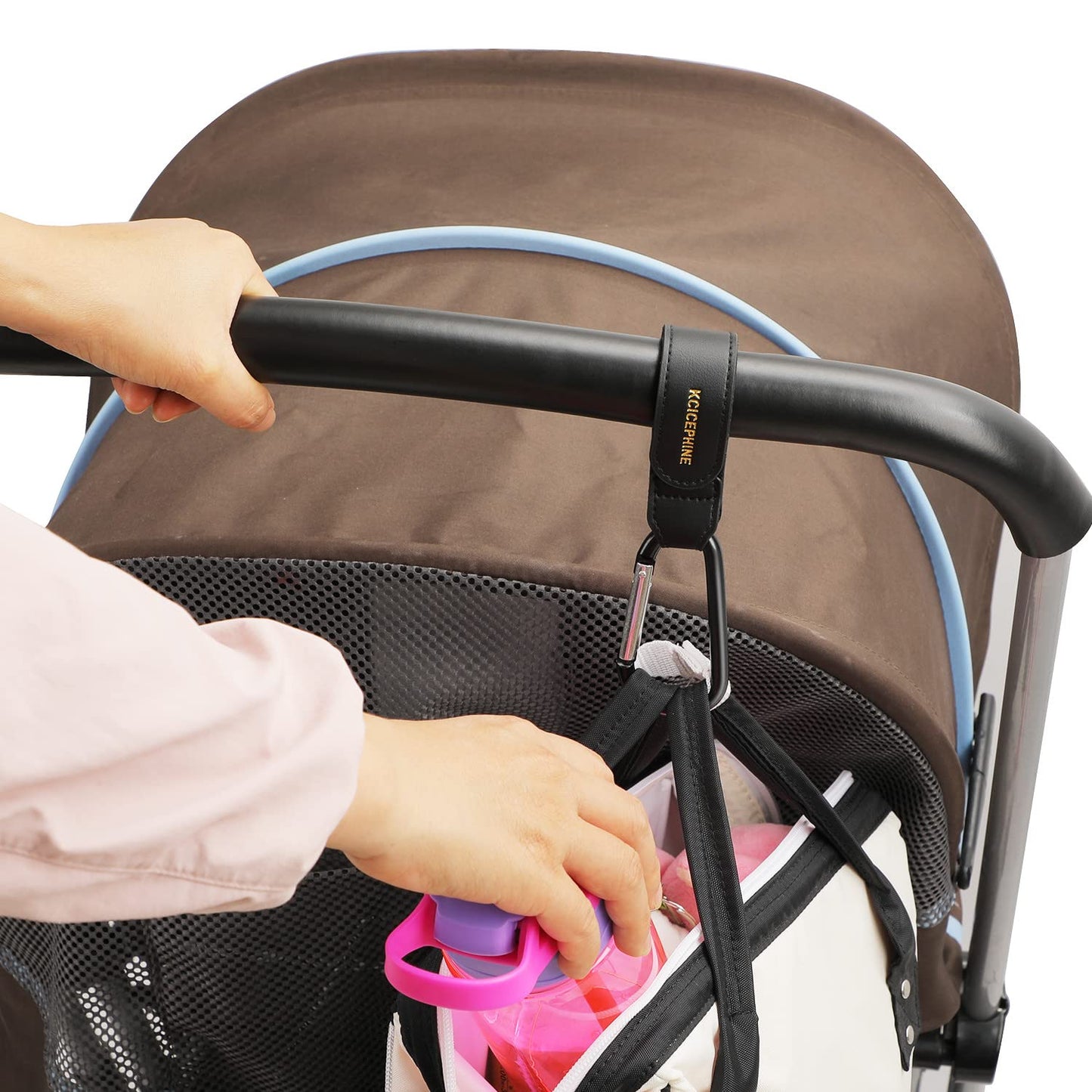 4Pack Universal Baby Stroller Hooks Clips for Hanging Bags and Shopping,Convenient Stroller Straps Accessories Perfect for Uppababy, Babyzen Yoyo, Britax, Bugaboo, Bob, Buggy, Shopping Cart（Black）