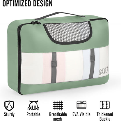 Veken 10 Set Packing Cubes for Travel Essential, Suitcase Organizer Bags in 4 Sizes, Carry-On Luggage Accessories with Large Laundry & Hanging Toiletry Bag, Must-Have for Airplane, Road Trip & Camping