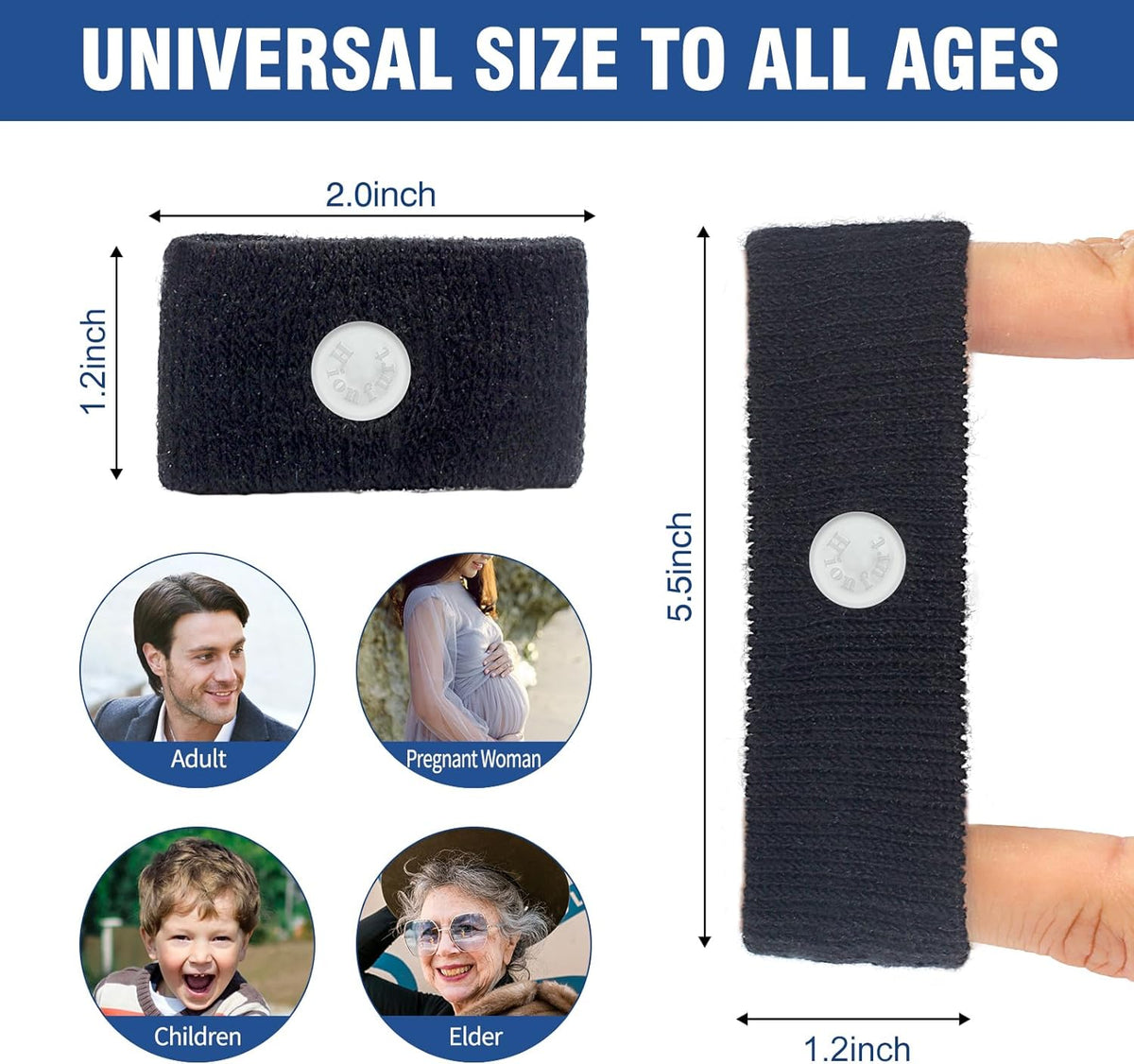 Motion Sickness Bands Anti Nausea Wristband for Adult and Kids Morning Sickness Relief for Pregnant Women Acupressure Nausea Relief for Car, Sea, Air Sickness - 2 Pairs Black, Black