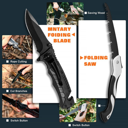 Professional Survival Gear Set - First Aid Kit and Large Camping Backpack, Camping Equipment for Adventure Outdoor Hiking Adventurers