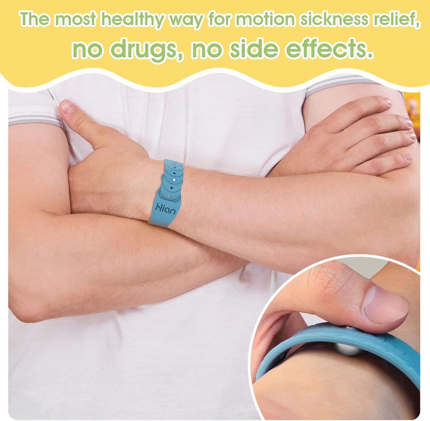 Hion Motion Sickness Bracelets Sea Sickness Wristbands for Motion Sickness/Morning Sickness/Pregnancy Nausea Anti Nausea Wristband Acupressure Nausea Bands Motion Sickness Bands（2Pairs Pine Green）
