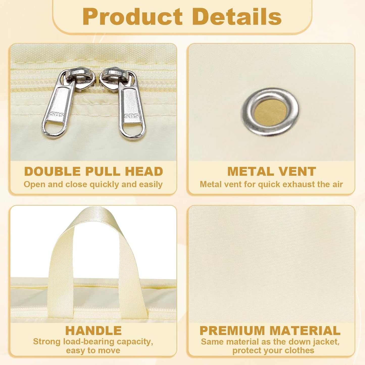 Extra Large Compression Packing Cubes for Travel Essentials, 2 Pack Expandable Travel Cubes for Packing Bags Suitcase Organizer, Beige