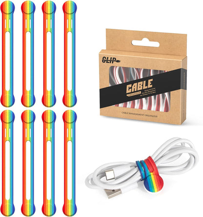 Kanemc Magnetic Cable Tie, 4.72'' Cord Ties Magnet Cable Straps Cord Wrap For Travel Phone USB Charging Cable Management Whiteboard Markers (8Pcs, Rainbow Color)