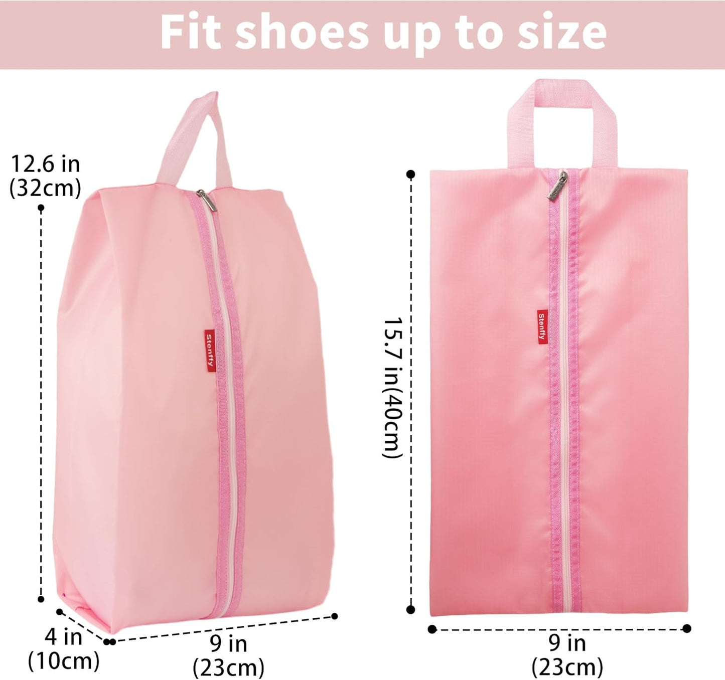 6pcs Portable Shoe Organizer, Travel Pouches with Zipper, Golf Shoe Bags, Clothes Bags, Soccer Cleats Bag Shoe Pouch for Gym, Waterproof, Odor-Resistant (Pink)