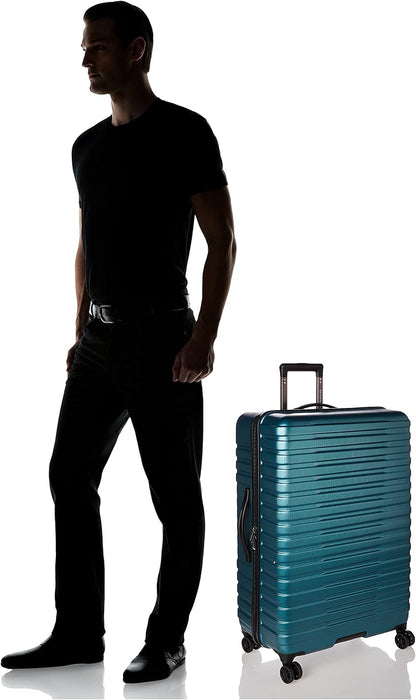U.S. Traveler Boren Polycarbonate Hardside Rugged Travel Suitcase Luggage with 8 Spinner Wheels, Aluminum Handle, Teal, Checked-Large 30-Inch