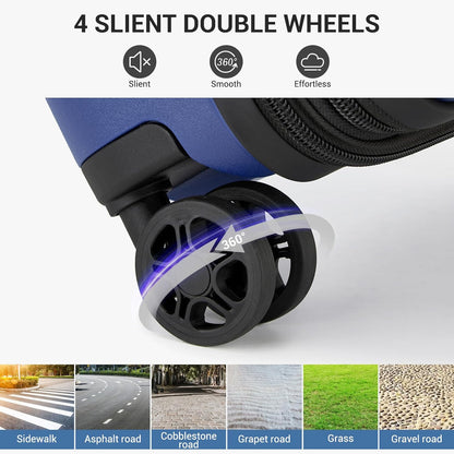 Kono 24 Inch Expandable Luggage Suitcase with Spinner Wheels, Durable Hardside Checked Luggage with Hidden Cup Holder, Lightweight Hard Shell Medium Suitcase with TSA Lock(Navy)