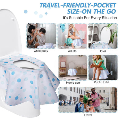 50 Packs Disposable Toilet Seat Covers Extra Large Individually Wrapped for Kids and Adults, Portable Non Slip Waterproof Potty Seat Covers for Toddlers Potty Training, Travel (Dot)
