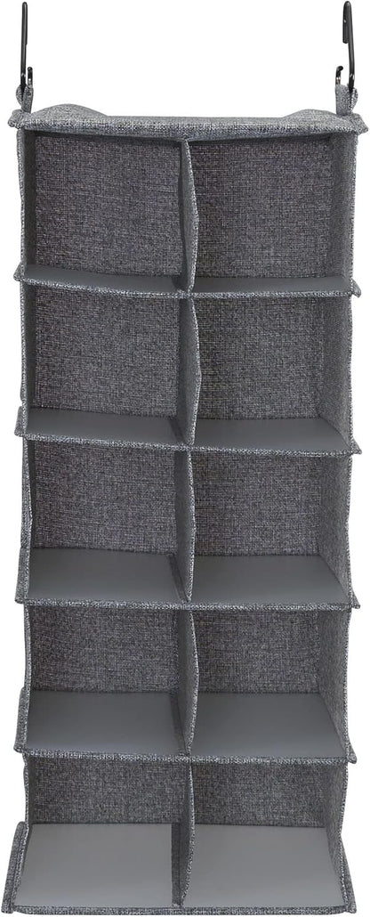 Household Essentials 10 Pocket Hanging Shoe Closet Organizer with Hooks