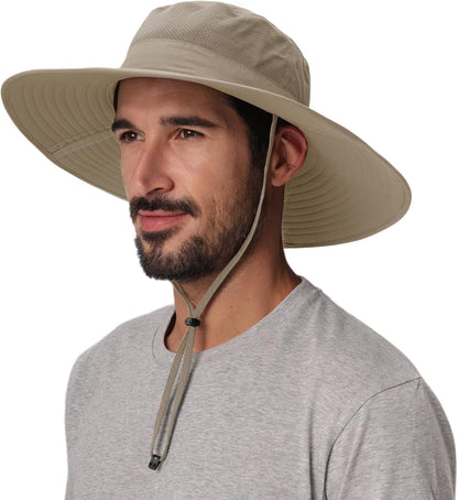 Home Prefer UPF50+ Mens Sun Hat Wide Brim Fishing Hat Foldable Large Brim UV Protection Sun Hat for Men Women Beach Gardening