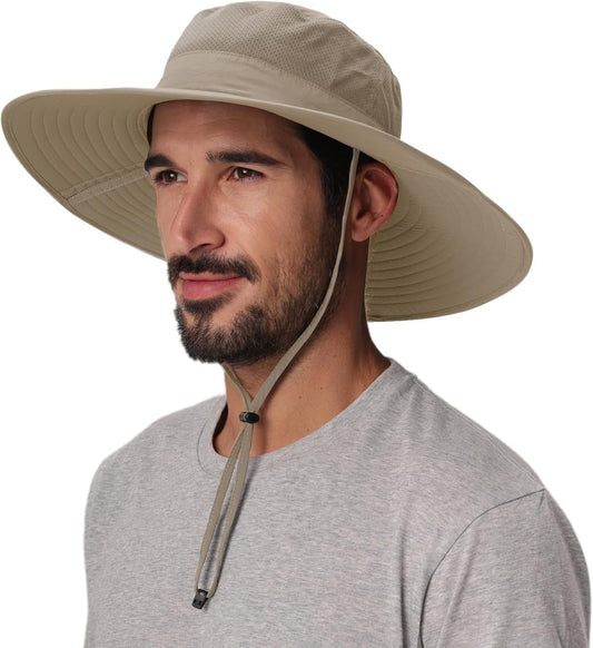 Home Prefer UPF50+ Mens Sun Hat Wide Brim Fishing Hat Foldable Large Brim UV Protection Sun Hat for Men Women Beach Gardening