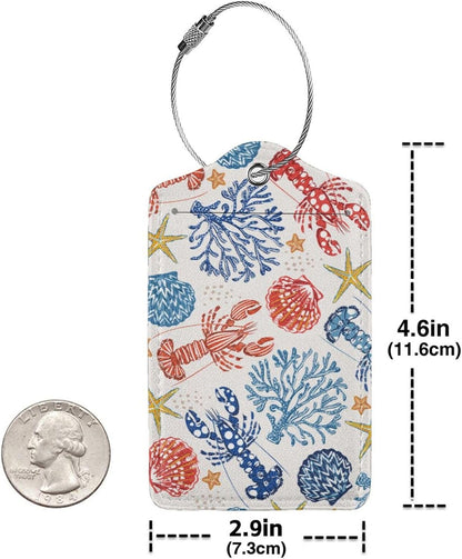 Fun Luggage Tags for Suitcases Leather Name Tag for Luggage Cute Travel Baggage Tags for Carnival Cruise Ships with Funny Patter 2pcs (Lobster)