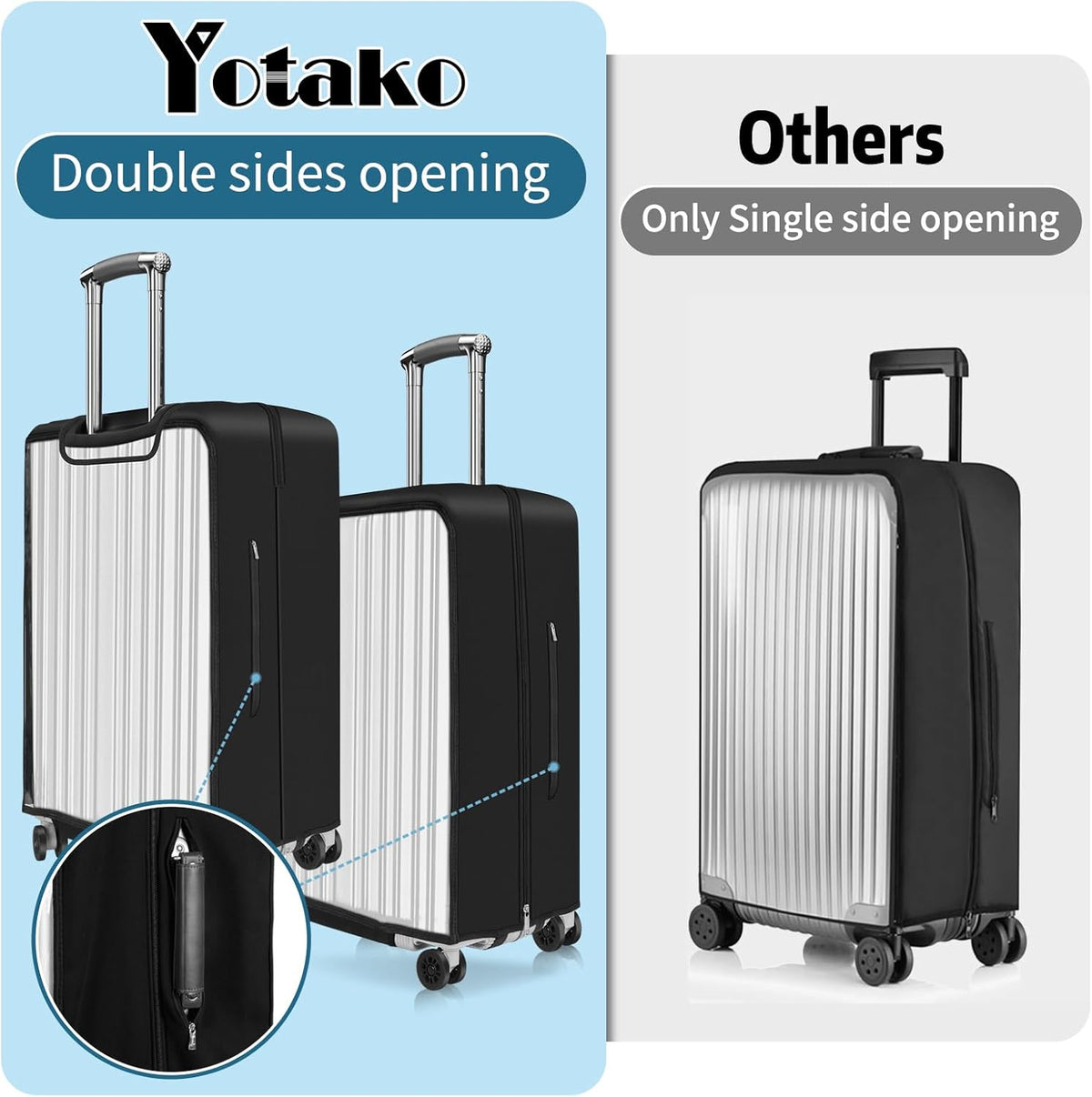Yotako Upgraded Zippered Transparent PVC Suitcase Cover, No Disassembly Required Clear Luggage Protector for Suitcase Luggage Protector Cover 28''