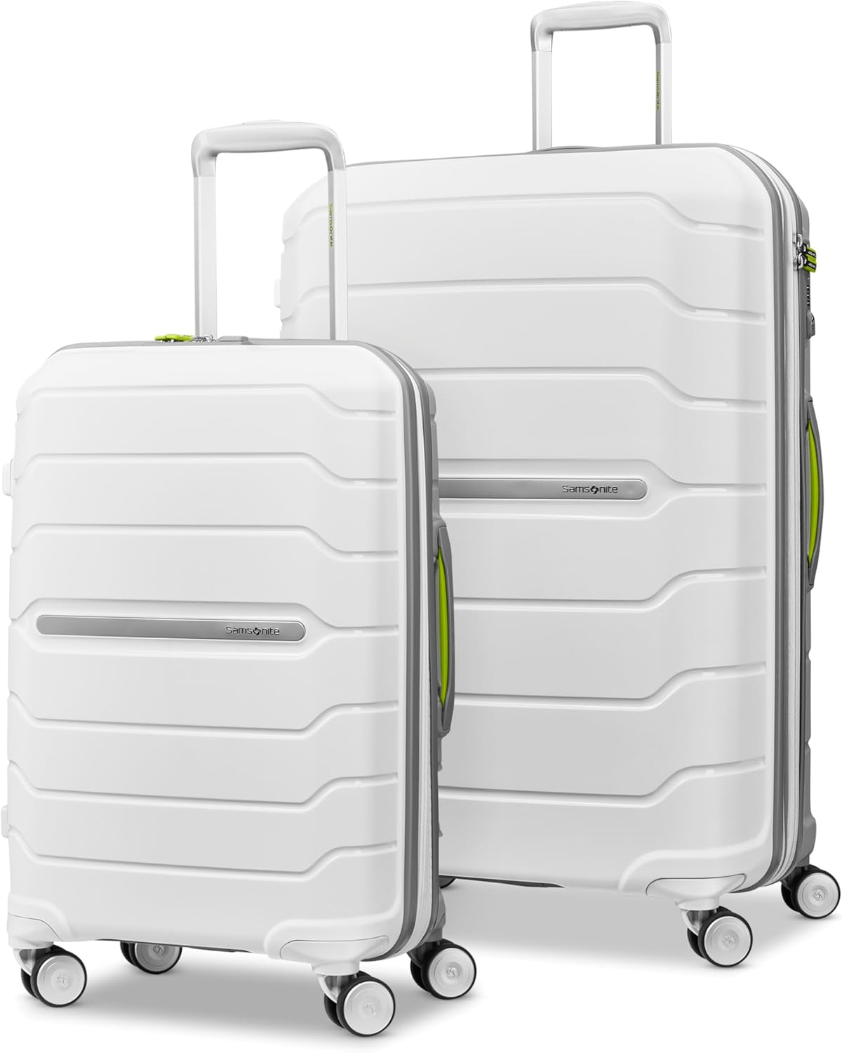 Samsonite Freeform Hardside Expandable Luggage with Spinners, White/Grey, 2PC SET (Carry-on/Large)