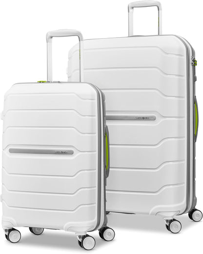 Samsonite Freeform Hardside Expandable Luggage with Spinners, White/Grey, 2PC SET (Carry-on/Large)