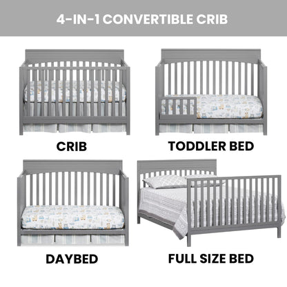 Oxford Baby Harper 4-in-1 Convertible Crib, Dove Gray, GreenGuard Gold Certified