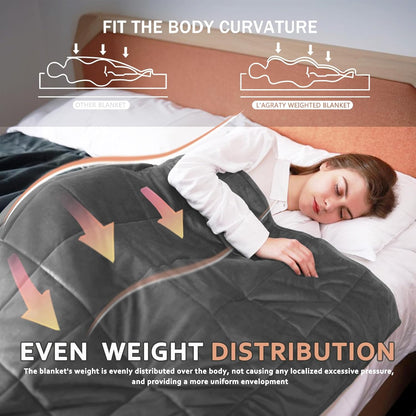 L'AGRATY Weighted Blanket - 48"x72" 15lbs Soft Breathable Heavy Blanket Minky Material with Glass Beads for Adult All-Season Summer Fall Winter Soft Thick Comfort