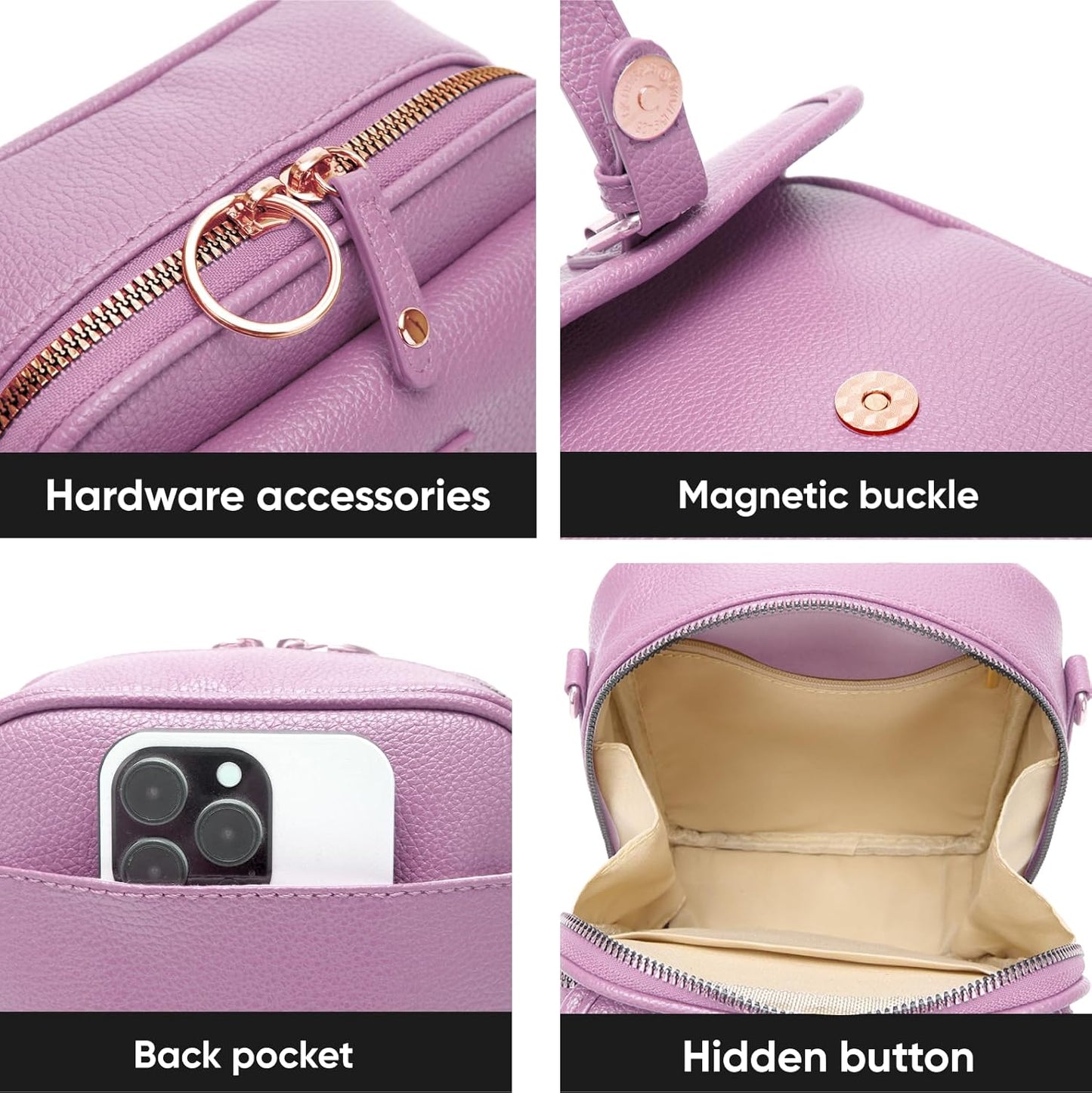 1060 Leather Crossbody Bags for Women Anti-Theft Vegan Purse with Card Slots, Travel Shoulder Bag, Waterproof Crossbody Purse