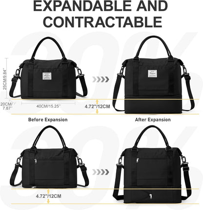 Travel Duffel Bag, Sports Tote Gym Bag, Shoulder Weekender Overnight Bag for Women