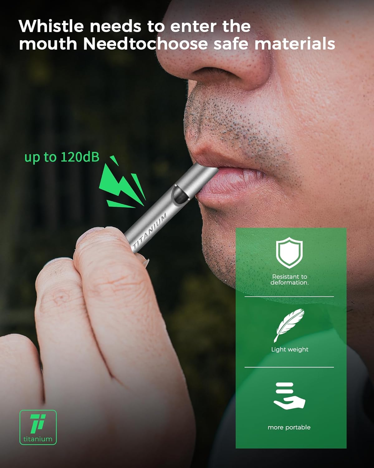 Titanium Emergency Whistle, Survival Safety Whistles for Coaches,Dog Training,Hiking, Life Saving-Loud up to 120db