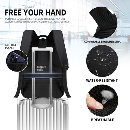 Black Backpack for School, School Backpack for Boys Girls Teens, College Book Bag, Water Resistant Bookbag, Back Pack for Men Women, Business Work Travel