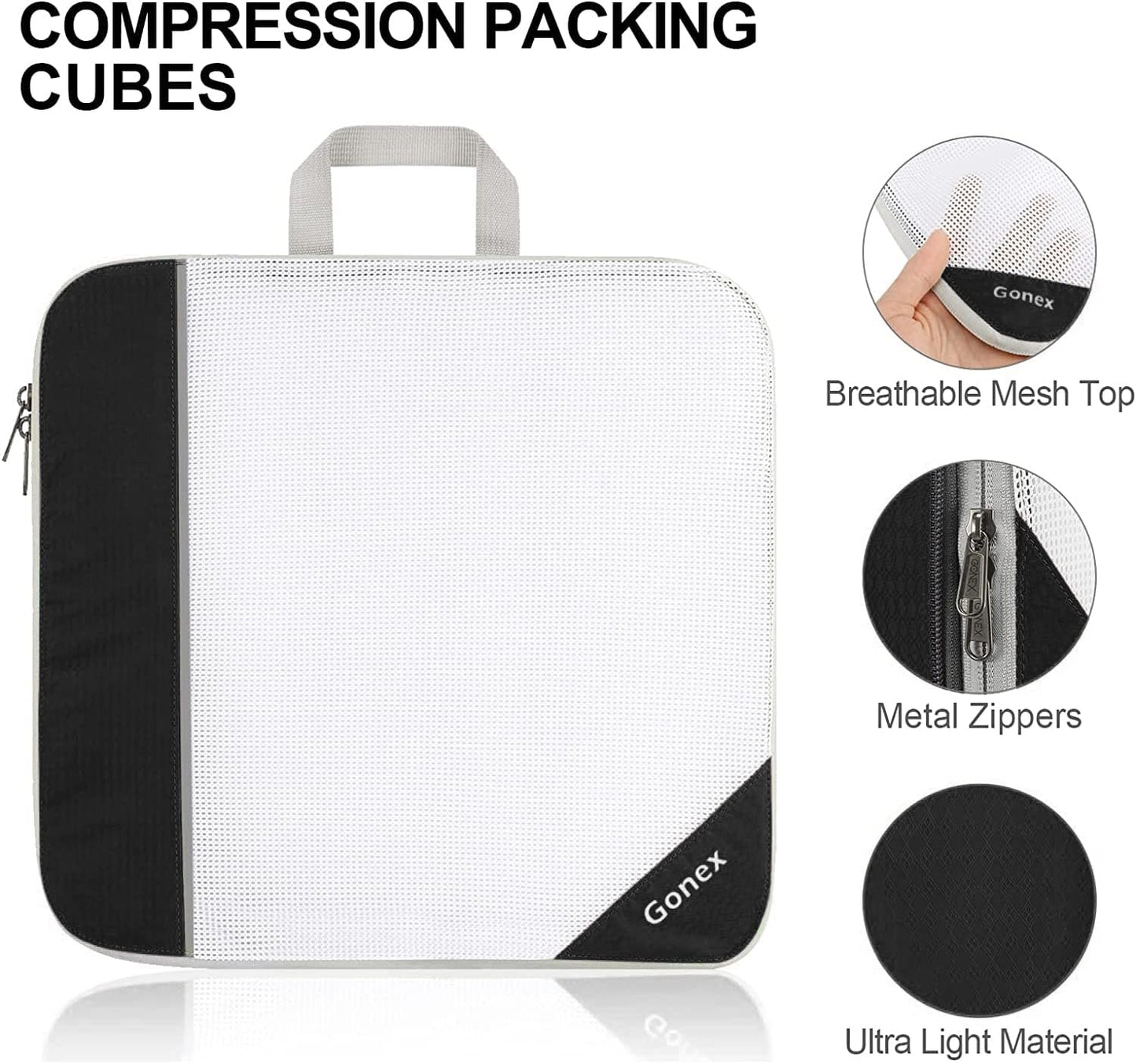 Compression Packing Cubes, Gonex Extensible Storage Mesh Bags Organizers