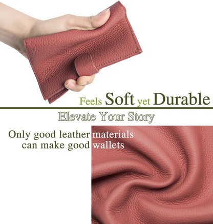 Slim RFID Passport Wallet for Women – Leather Travel Passport Holder for Men with Passport Slot & Card Slots, Zippered Coin Pocket & Cash Holder Travel Organizer Brick Red