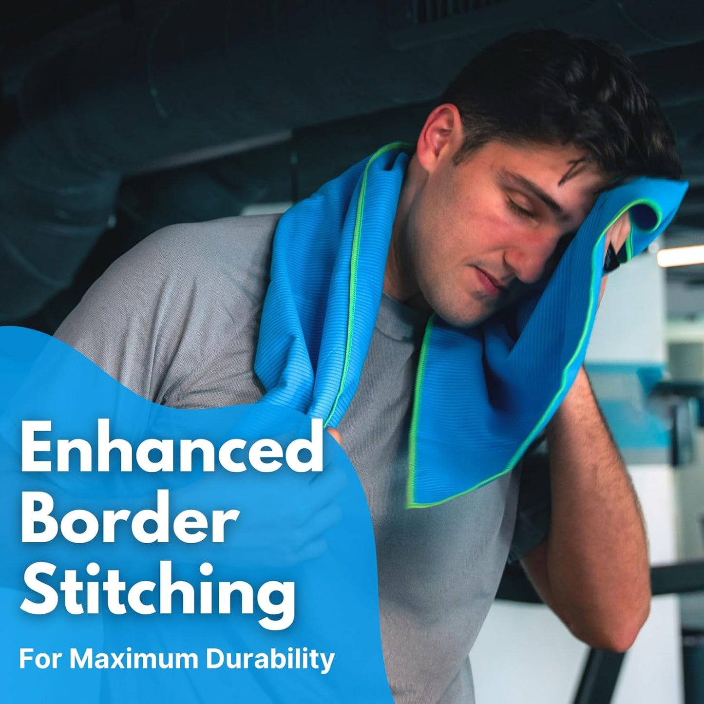 ECCOSOPHY Microfiber Beach Towel – Quick Dry Gym Towel, Highly Absorbent with Ribbed Texture, Lightweight – Ideal for Travel, Pool, Yoga, Fitness & Outdoor Adventures – 40x20 Azure