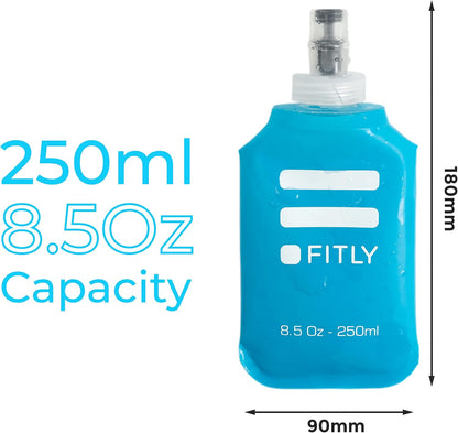 FITLY Soft Flask - Shrink As You Drink Soft Water Bottle for Hydration Pack - Folding Water Bottle Ideal for Running, Hiking, Cycling, Climbing & Rigorous Activity