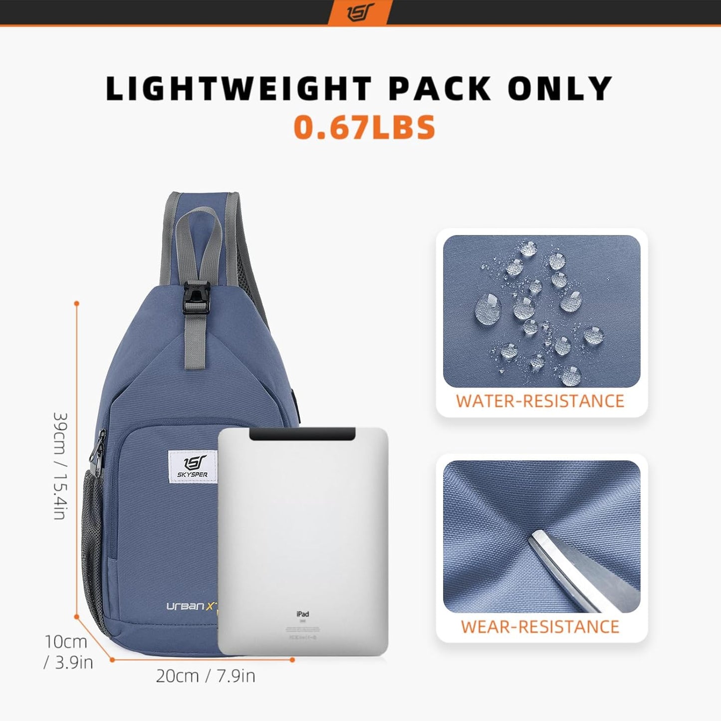 SKYSPER Sling Bag RFID Crossbody Sling Backpack Cross Body Shoulder Bag Travel Hiking Daypack for Women Men